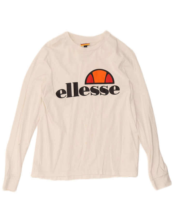 Ellesse Dame Grafisk Top Langærmet UK 10 Small White Bomuld