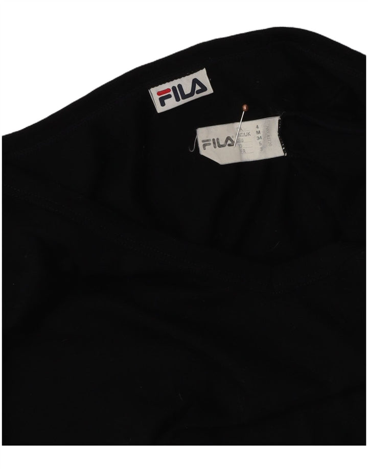 FILA Dame T-Shirt Top UK 14 Medium Sort Bomuld