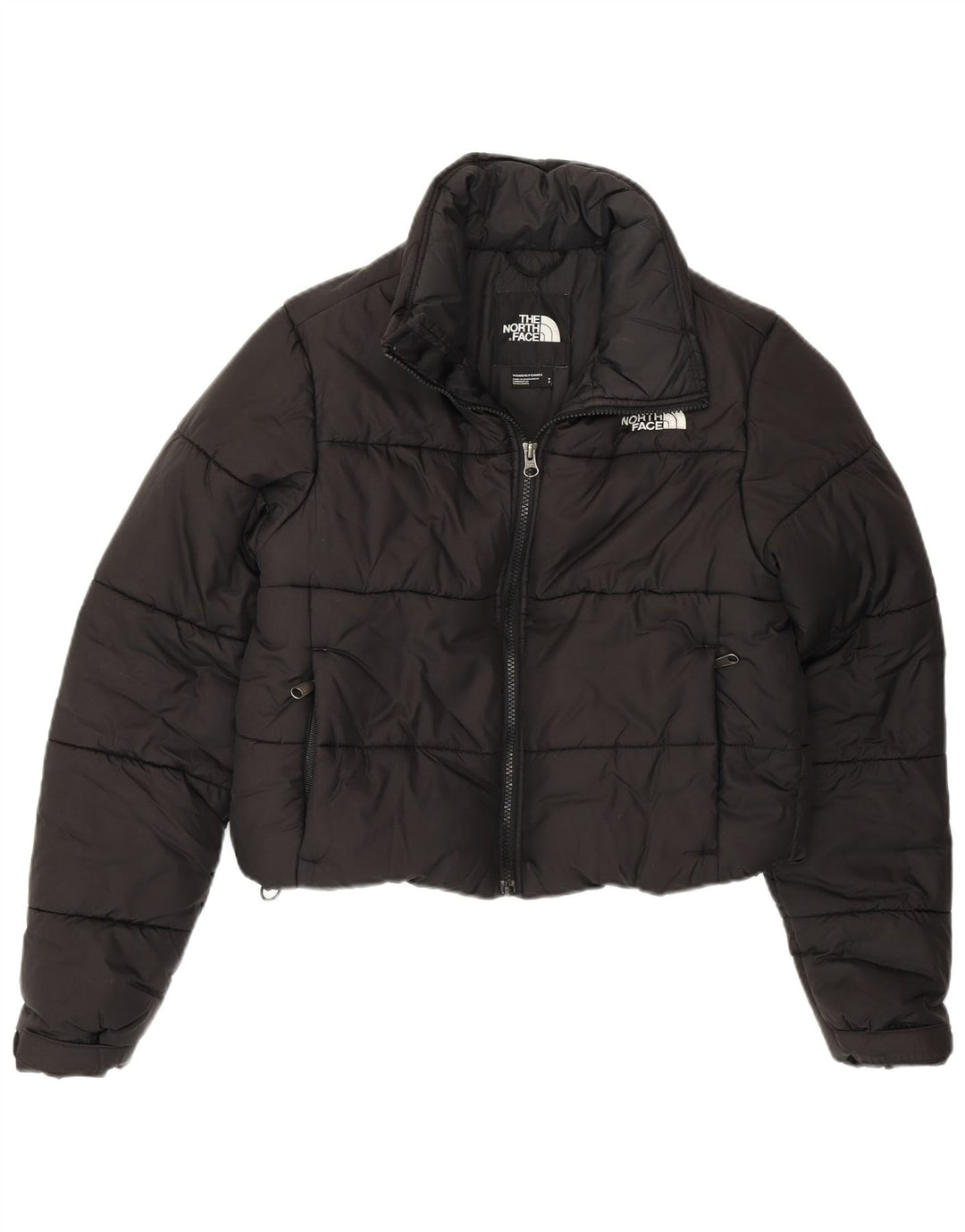 THE NORTH FACE Dame Crop Polstret jakke UK 10 Lille sort polyester