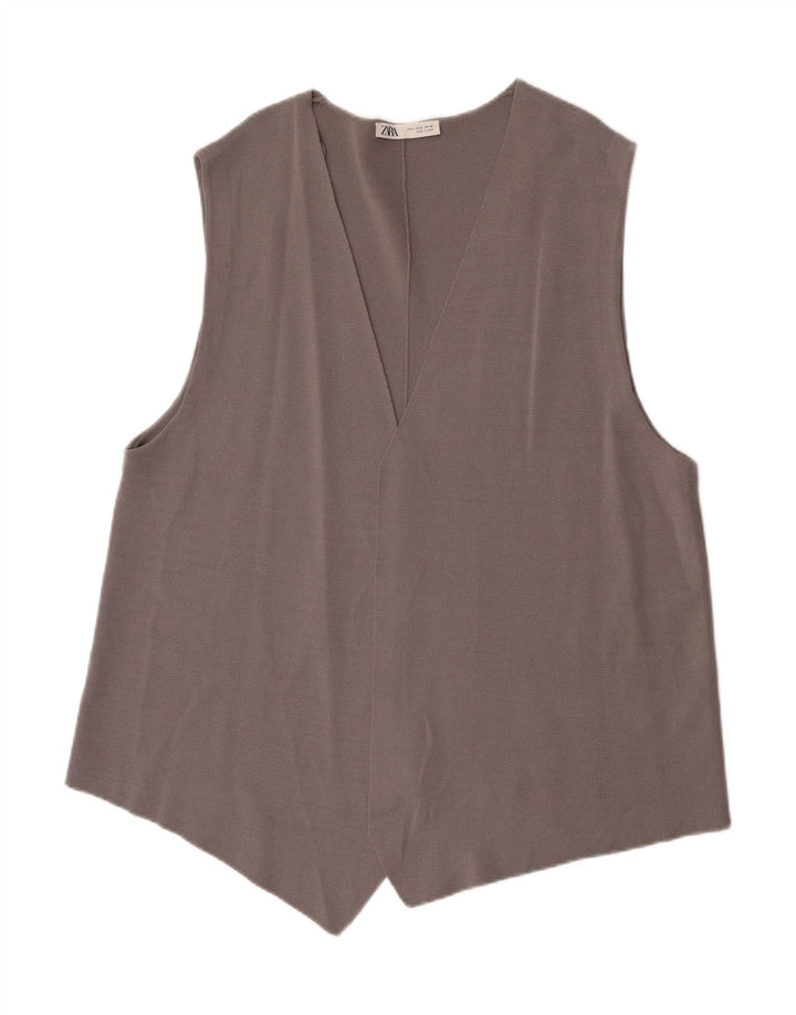 Zara Dame ÅBEN vest UK 10 Small Grey Viscose