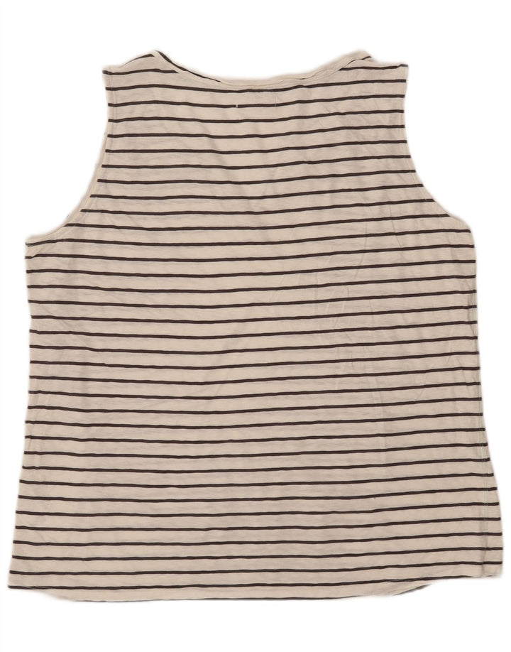 White Stuff Damevest Top UK 20 2XL Hvidstribet bomuld