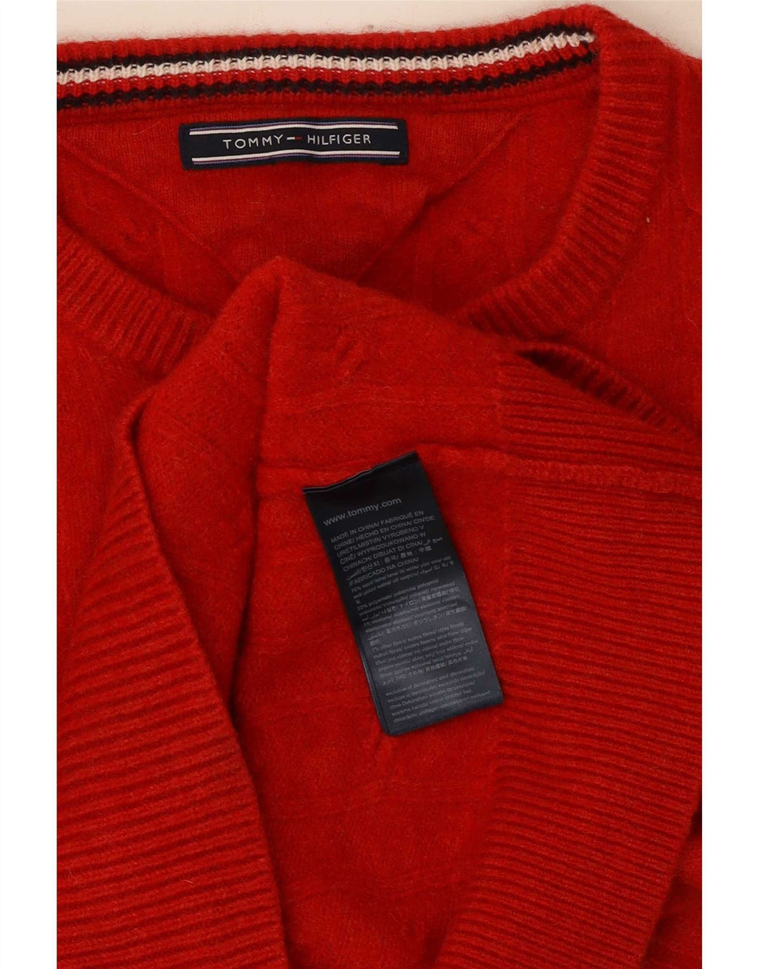 Tommy Hilfiger dame sweater med rund hals DK 14 Medium rød uld