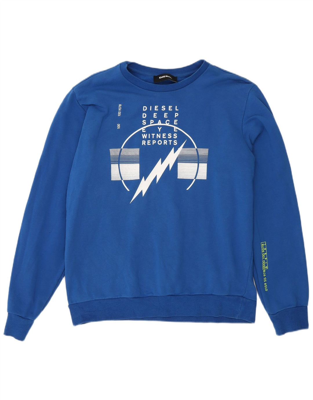 Diesel Herre Grafisk Sweatshirt Jumper Stor Blå Bomuld