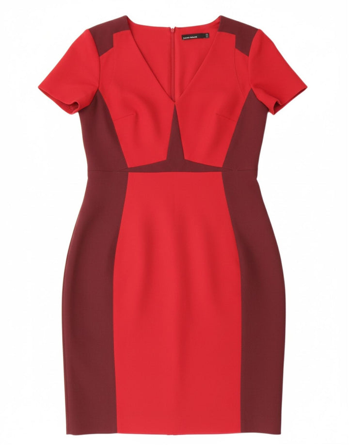 KAREN MILLEN Womens Sheath Dress UK 16 Large Red Colourblock Polyester