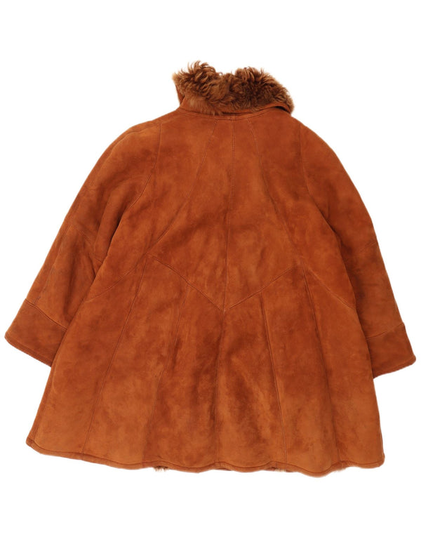 AC Womens Oversized Shearling Coat IT 42 Medium Brown