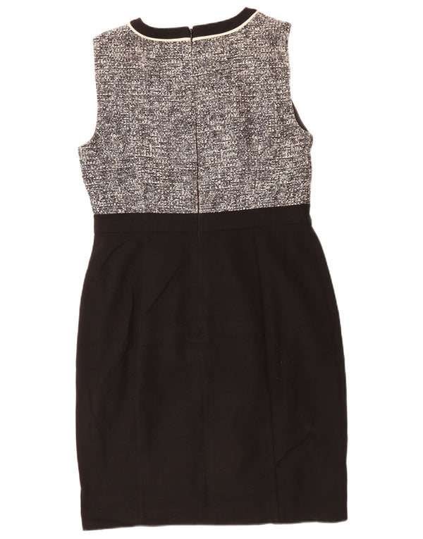 Hobbs Kvinders Ærmeløs Skede Kjole UK 12 Medium Sort Flecked Polyester