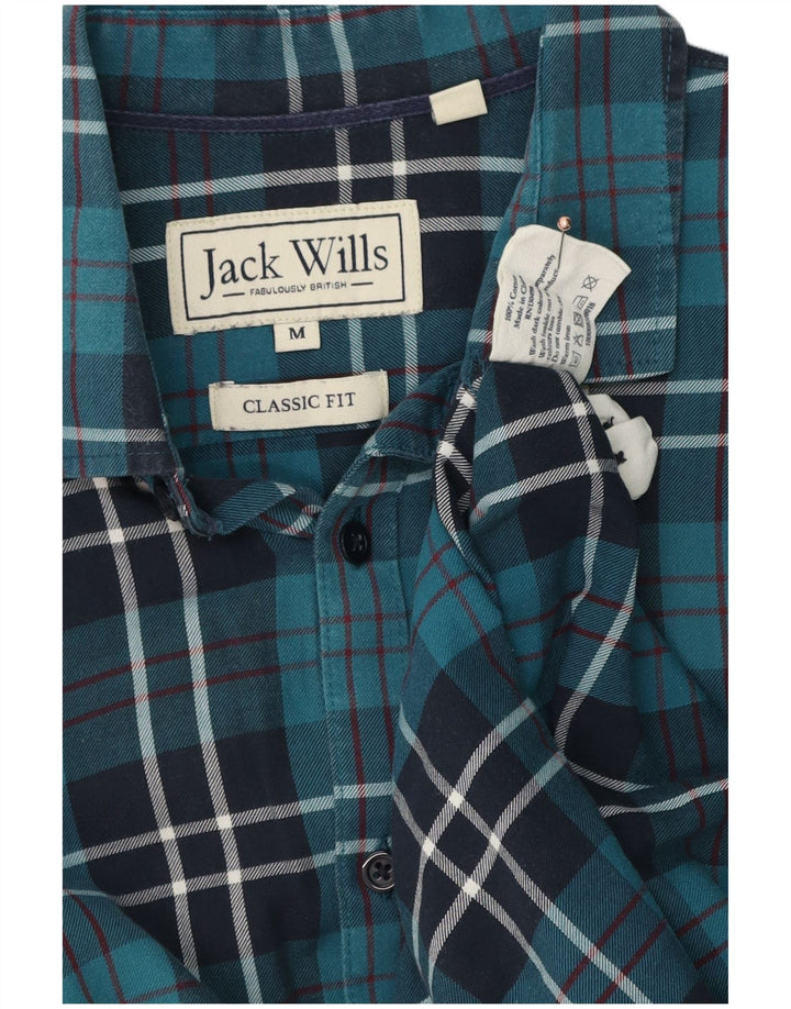 Jack Wills Herre Classic Fit Flannel skjorte Medium Blue Ternet Bomuld