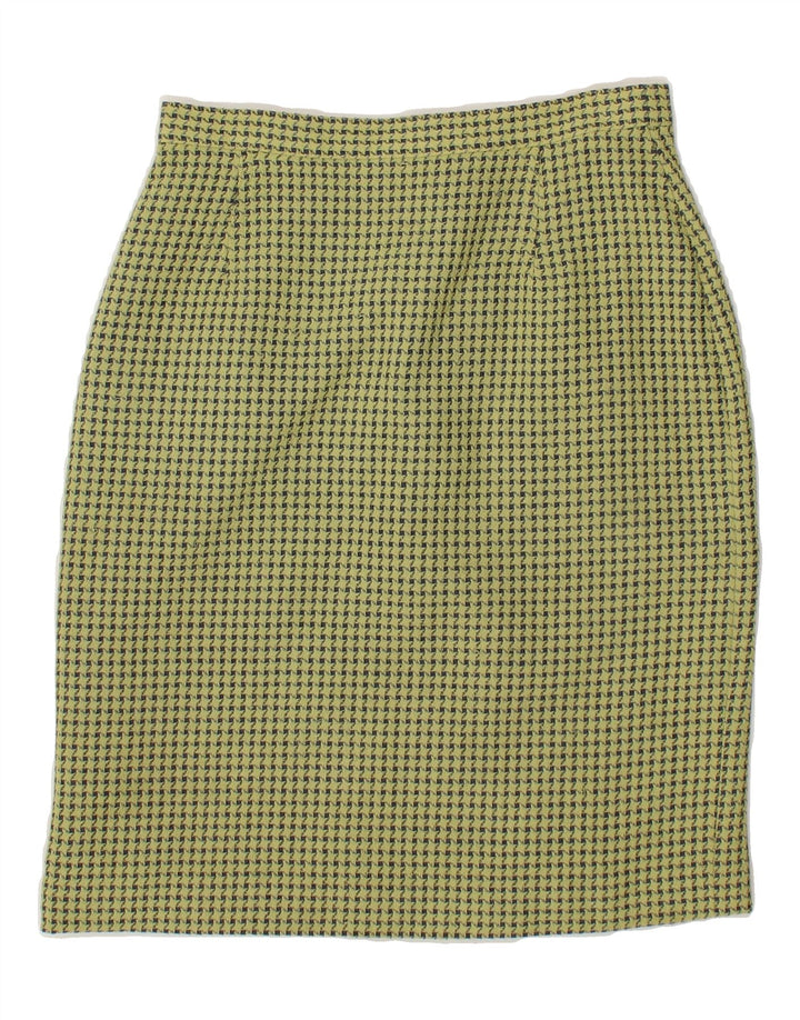LORETTA BLOOM Womens Pencil Skirt UK 12 Medium W26  Yellow Houndstooth Vintage Loretta Bloom and Second-Hand Loretta Bloom from Messina Hembry 