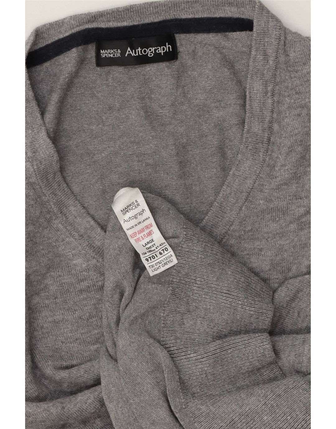 Marks & Spencer Herre Autograph V-hals sweater Stor grå bomuld
