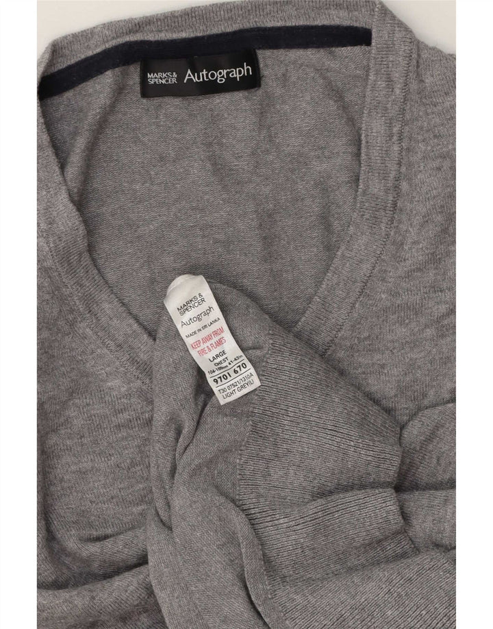 Marks & Spencer Herre Autograph V-hals sweater Stor grå bomuld