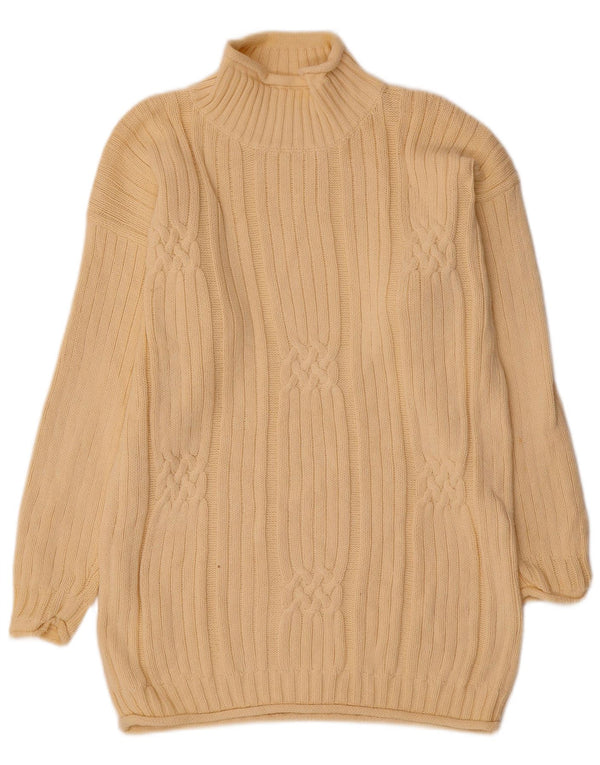 Vintage Herre Turtle Neck Jumper Sweater UK 38/40 Medium Beige Bomuld