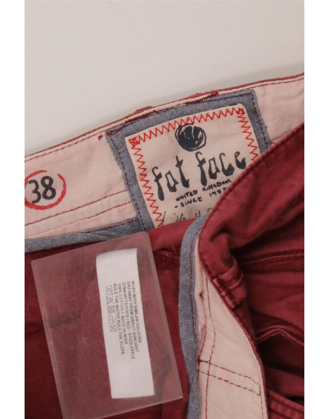 FAT FACE Straight Chino-bukser til mænd W38 L33 Rød bomuld