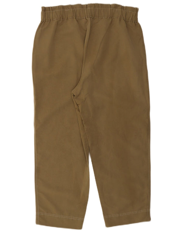 Zara Womens Tapered Cropped Trousers XL W32 L25 Khaki Modal
