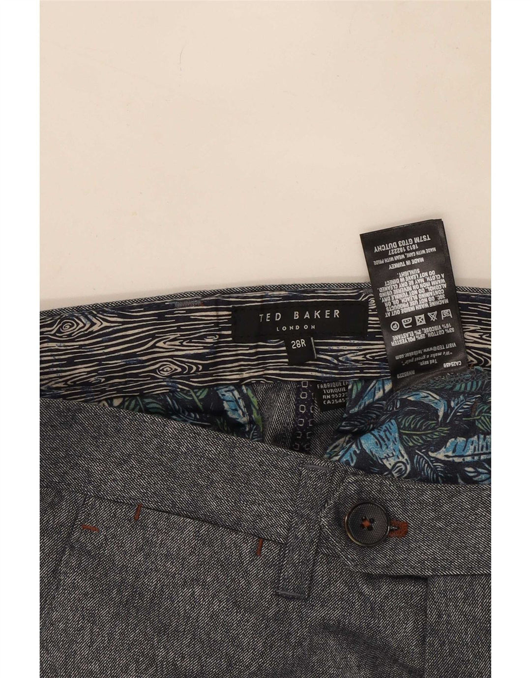 Ted Baker Herre Slim Chino Bukser W28 L31 Grå Bomuld