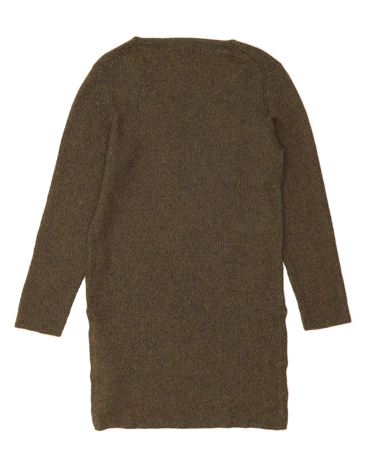 MASSIMO DUTTI Womens Longline V-Neck Jumper Sweater UK 14 Large Green Vintage Massimo Dutti and Second-Hand Massimo Dutti from Messina Hembry 