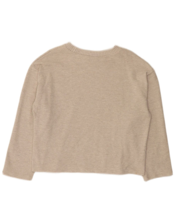 Zara Dame Boat Neck Jumper Sweater UK 16 Large Beige Polyester