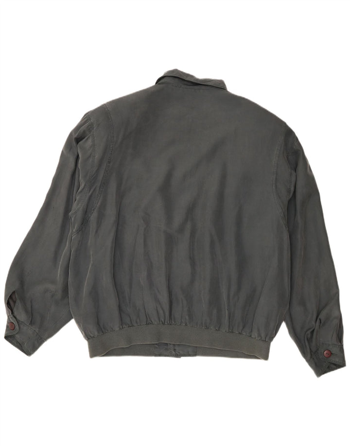 Vintage Bomber Jacket UK 40 Stor Grå Silke