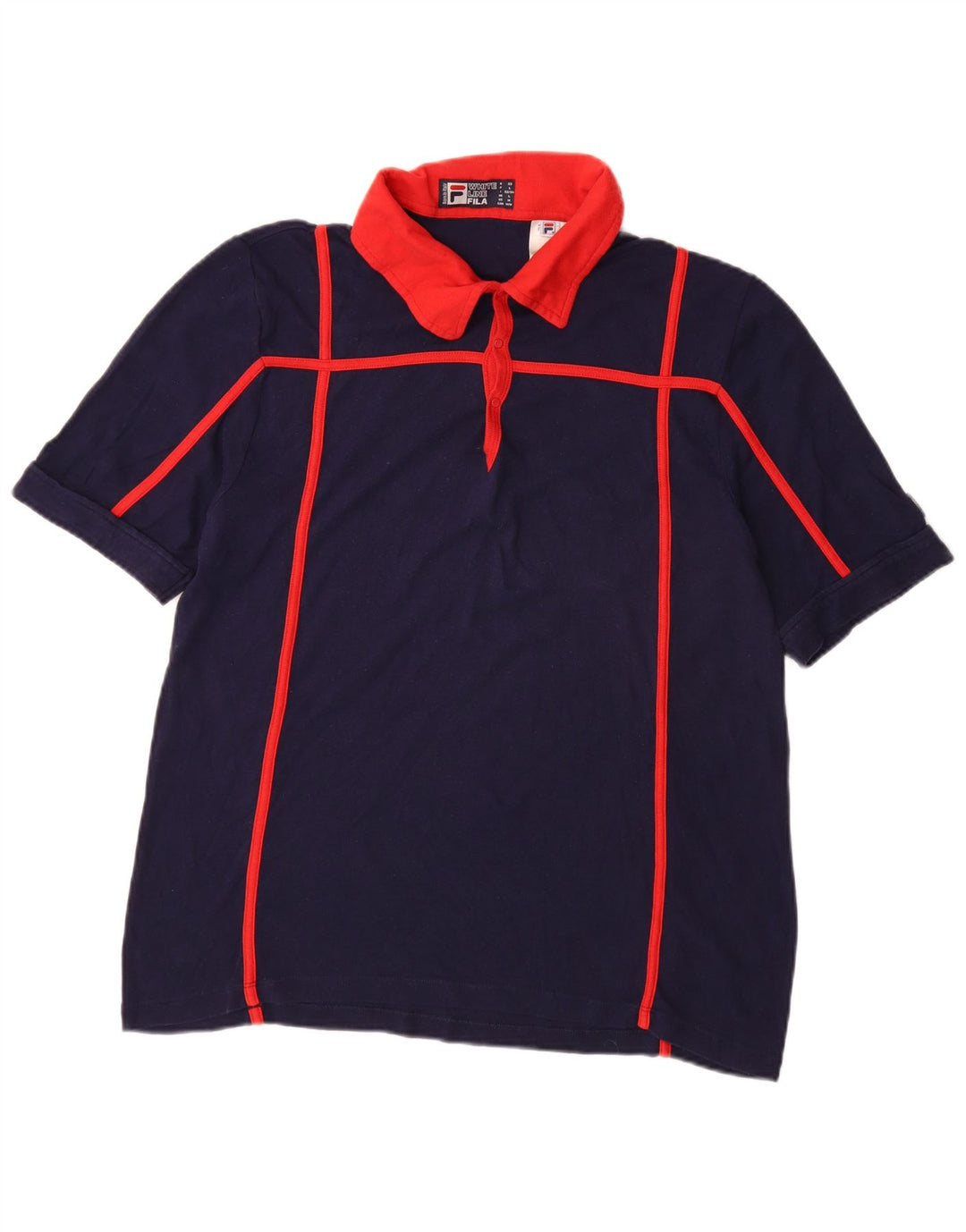 FILA Poloskjorte til mænd Large Navy Blue Colourblock Bomuld