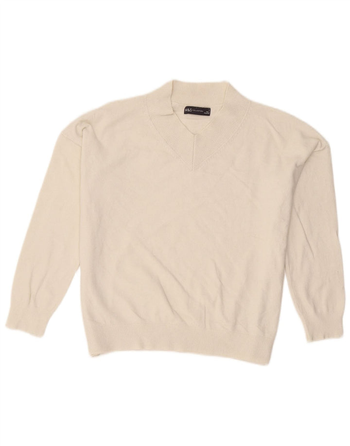 Marks & Spencer Dame V-hals sweater UK 14 Medium Off White