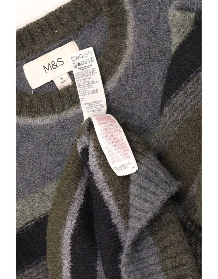 Marks & Spencer Herre sweater med rund hals, medium Khaki stribet