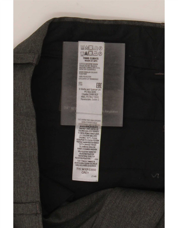 Marks & Spencer Herre Slim Fit Chino Bukser W34 L31 Grå Polyester