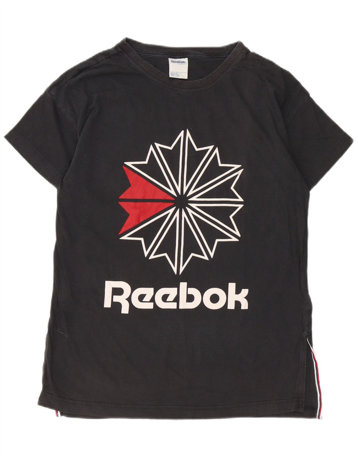 Reebok Herre grafisk T-shirt Top Stor sort bomuld