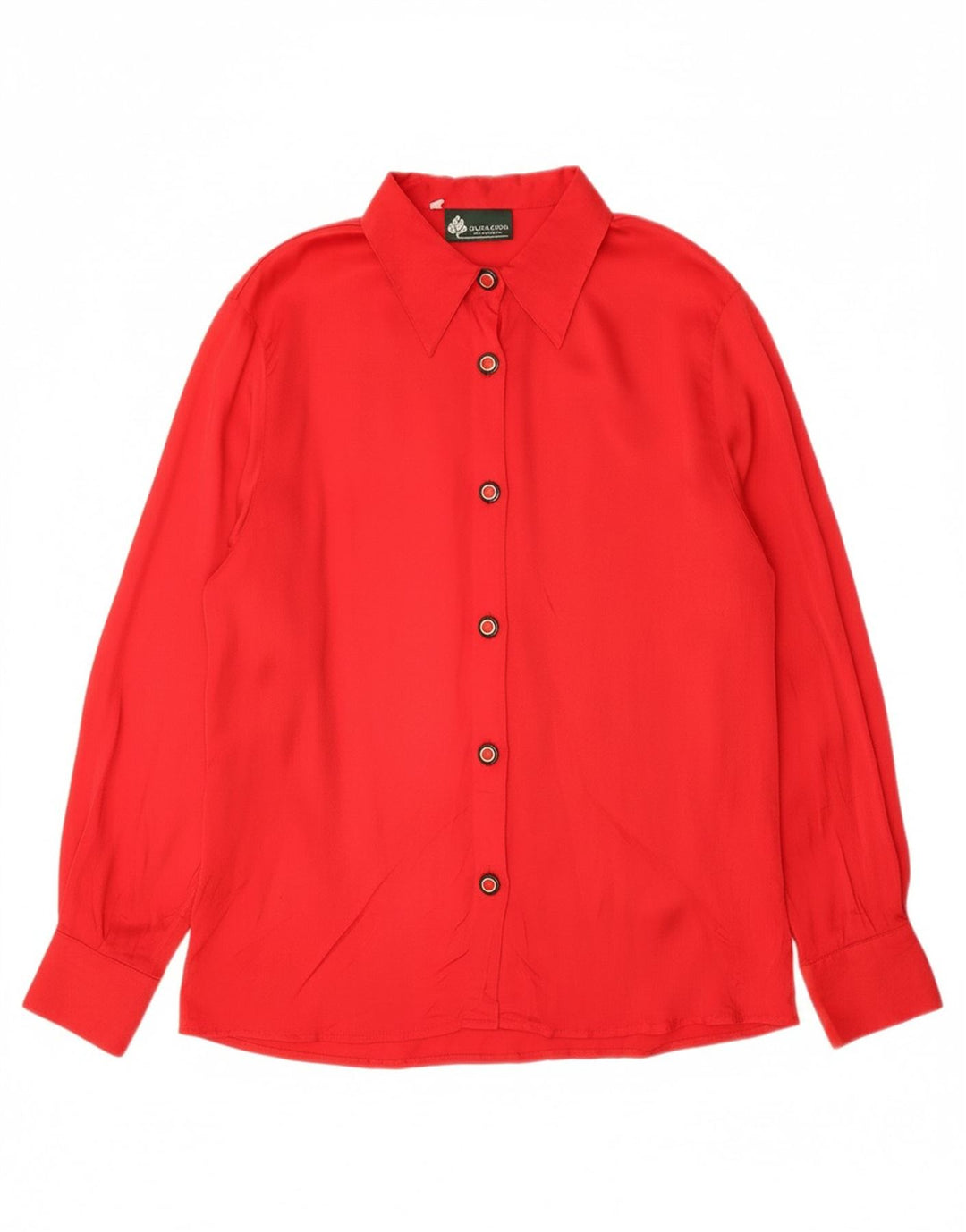 VINTAGE Womens Shirt Blouse UK 18 XL Red Acetate