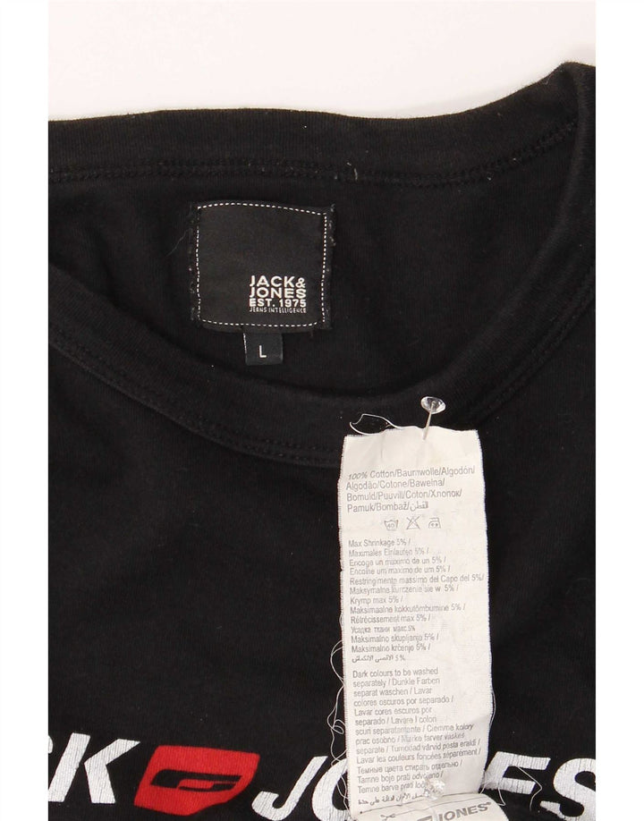Jack & Jones Herre grafisk top langærmet stor sort bomuld
