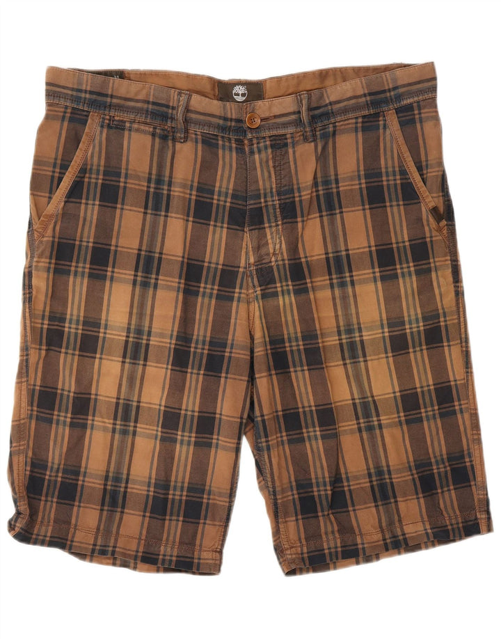 Timberland Chino Shorts til mænd W34 Stor brun ternet bomuld