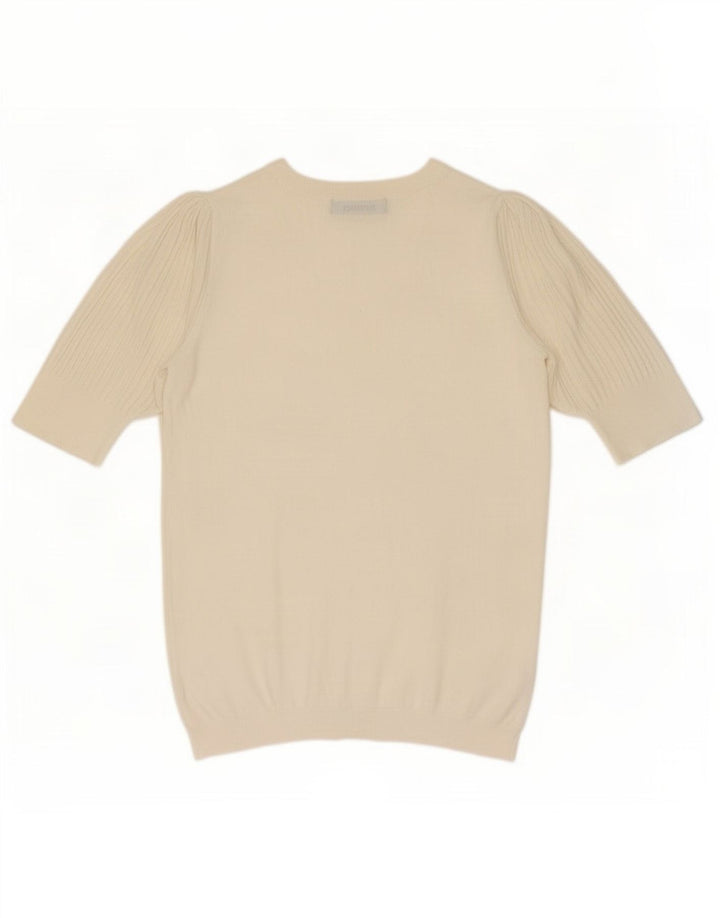 Marks & Spencer T-shirt top til kvinder UK 12 Medium Off White Viscose