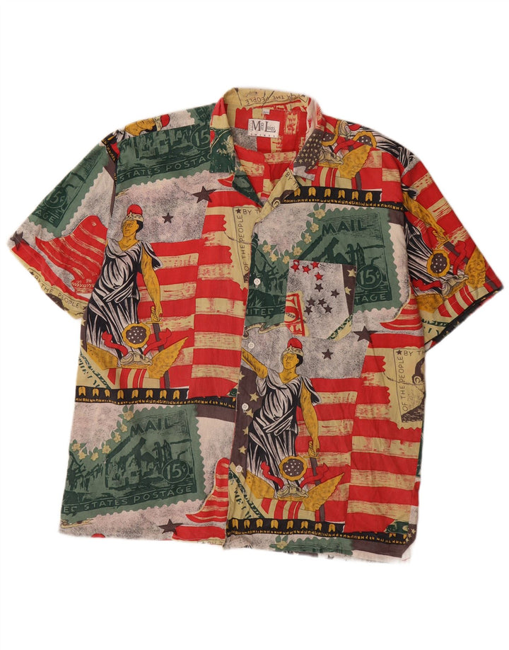 Vintage herre abstrakt mønster skjorte størrelse 43/44 Large multifarvet