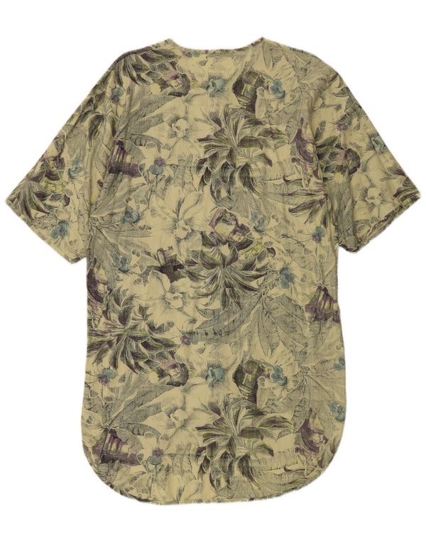 Vintage Kvinders Kortærmede Skjortekjole UK 16 Large Green Floral