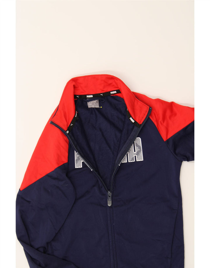 PUMA Boys Tracksuit Top Jacket 9-10 Years Medium  Navy Blue Colourblock Vintage Puma and Second-Hand Puma from Messina Hembry 