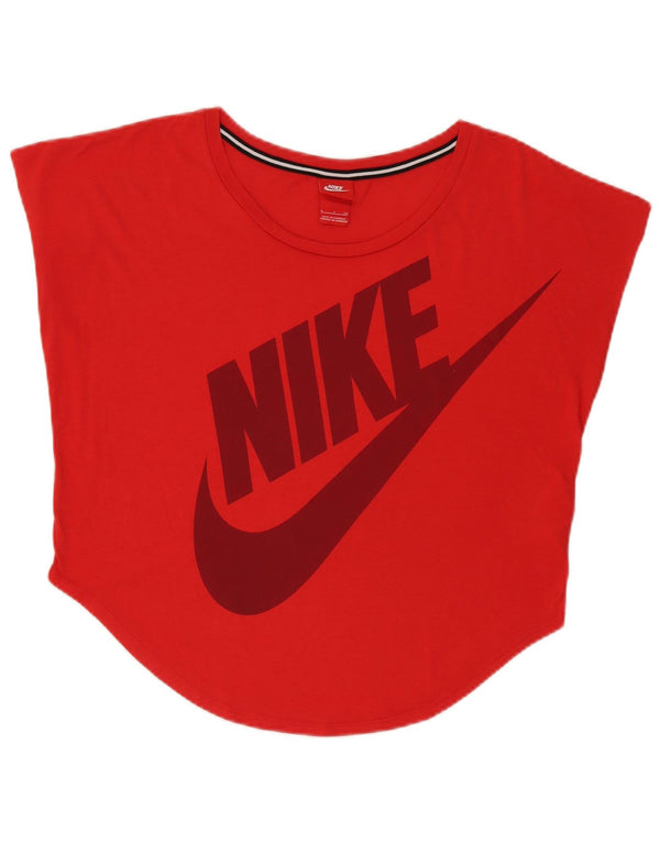 Nike Dame Oversized grafisk T-shirt Top UK 8 Small Red Polyester Sports