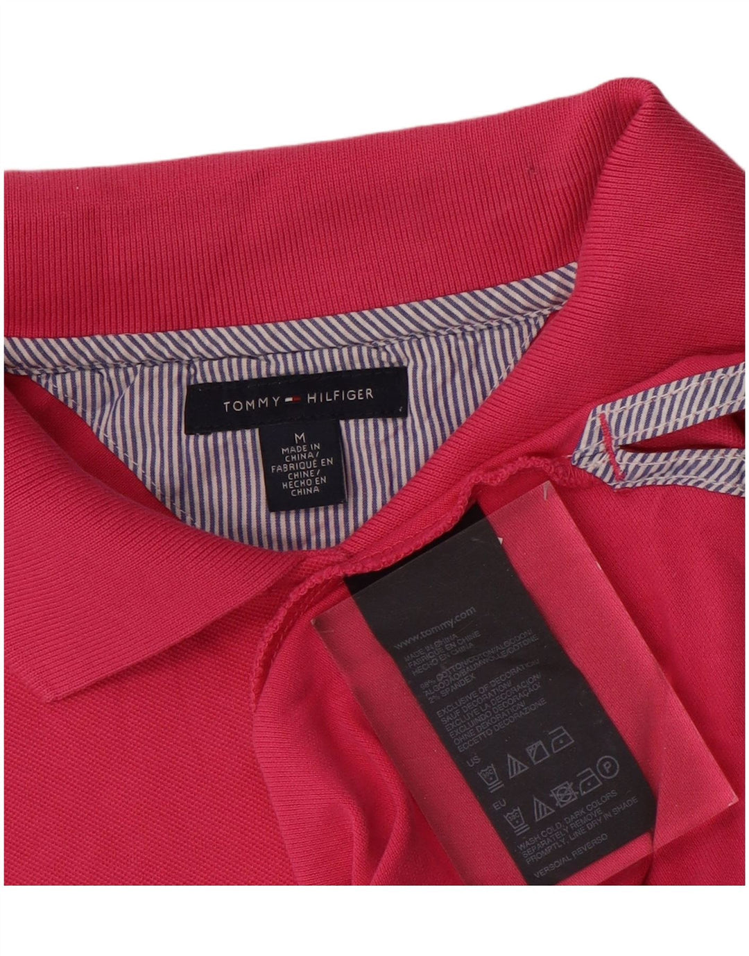 TOMMY HILFIGER Dame poloshirt UK 14 Medium Pink Bomuld