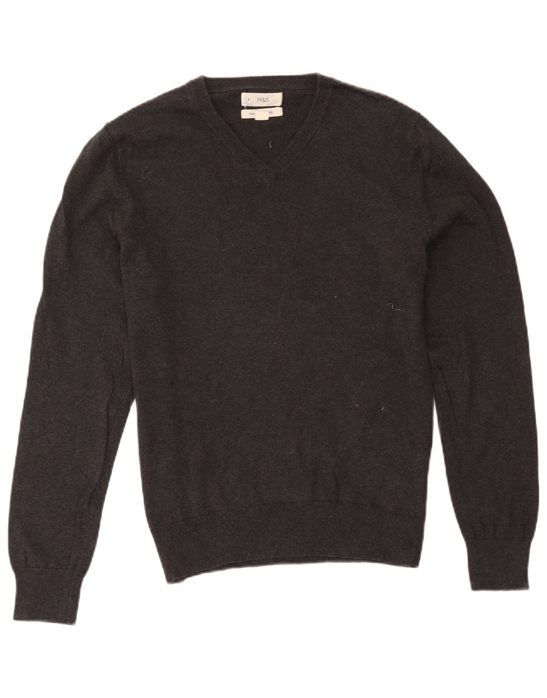 Marks & Spencer Herre V-hals sweater mellemgrå bomuld