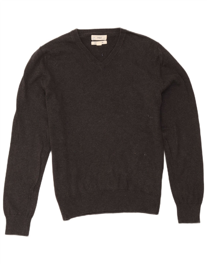 Marks & Spencer Herre V-hals sweater mellemgrå bomuld