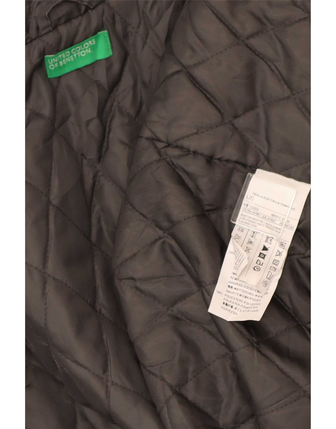 Benetton Dame Hooded Parka Jacket UK 40 Stor Grå Bomuld