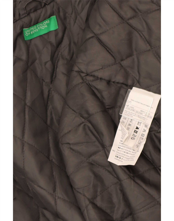 Benetton Dame Hooded Parka Jacket UK 40 Stor Grå Bomuld