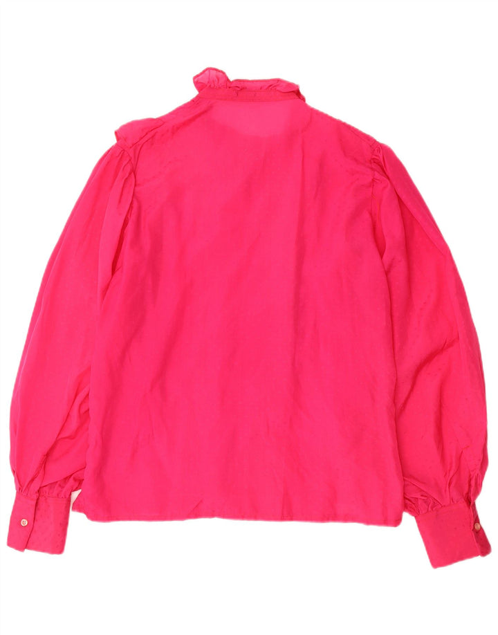 Vintage Dame Flæse Front Skjorte Bluse IT 44 Medium Pink Acetate
