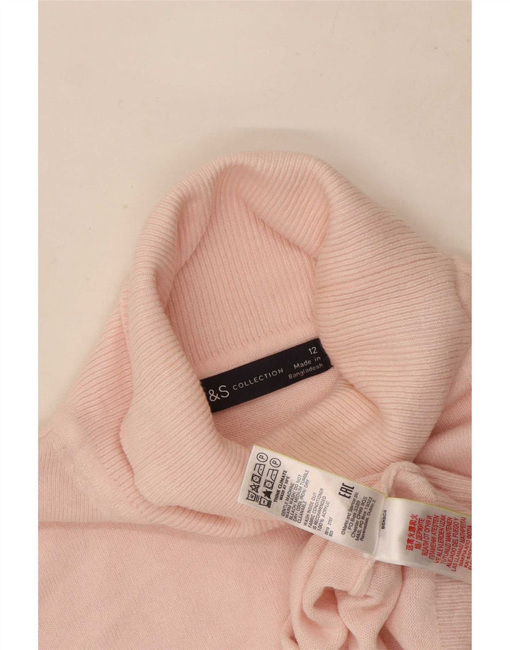 Marks & Spencer Dame Rullehals Sweater UK 12 Medium Pink Akryl