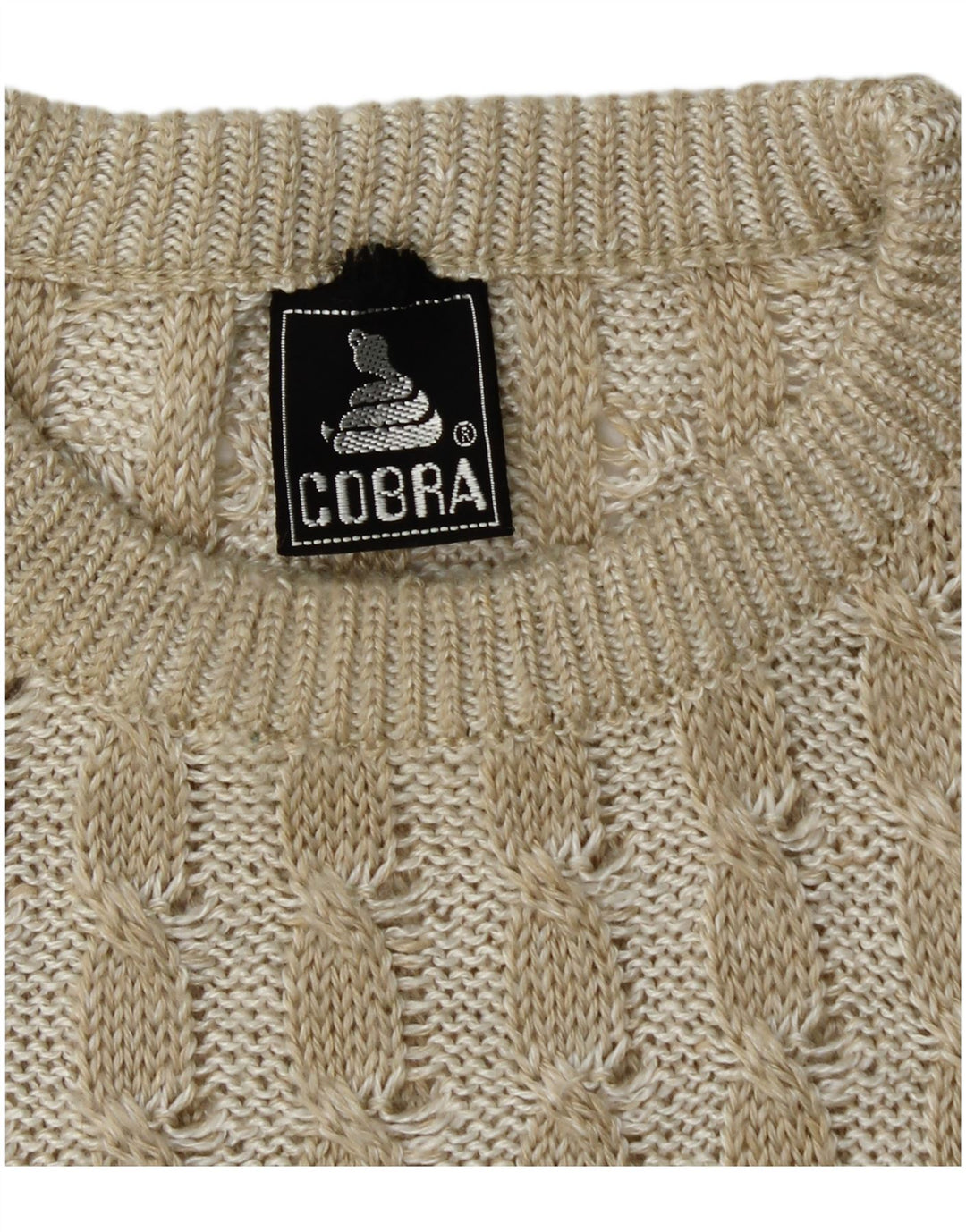COBRA Herre sweater med rund hals IT 50 Medium Beige Patchwork