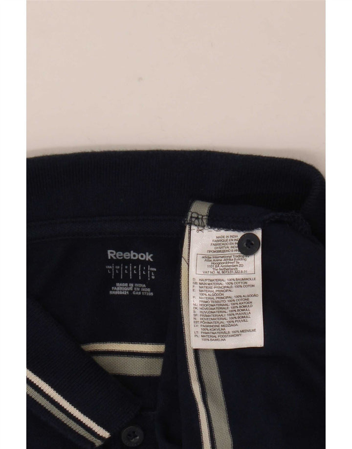 Reebok Poloshirt til mænd Stor marineblå stribet bomuld