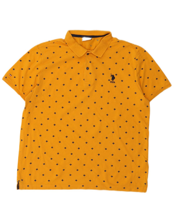 U.S. Polo Assn. Mens Polo Shirt Large Yellow Geometric Cotton