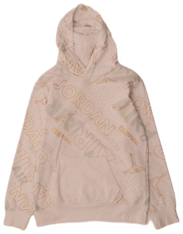 JORDAN Grafisk hættetrøje til drenge 13-14 år XL Hvid bomuld