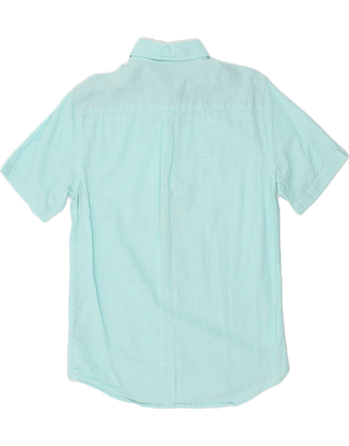 CHAPS Mens Regular Fit Short Sleeve Shirt Small Blue Linen Vintage Chaps and Second-Hand Chaps from Messina Hembry 