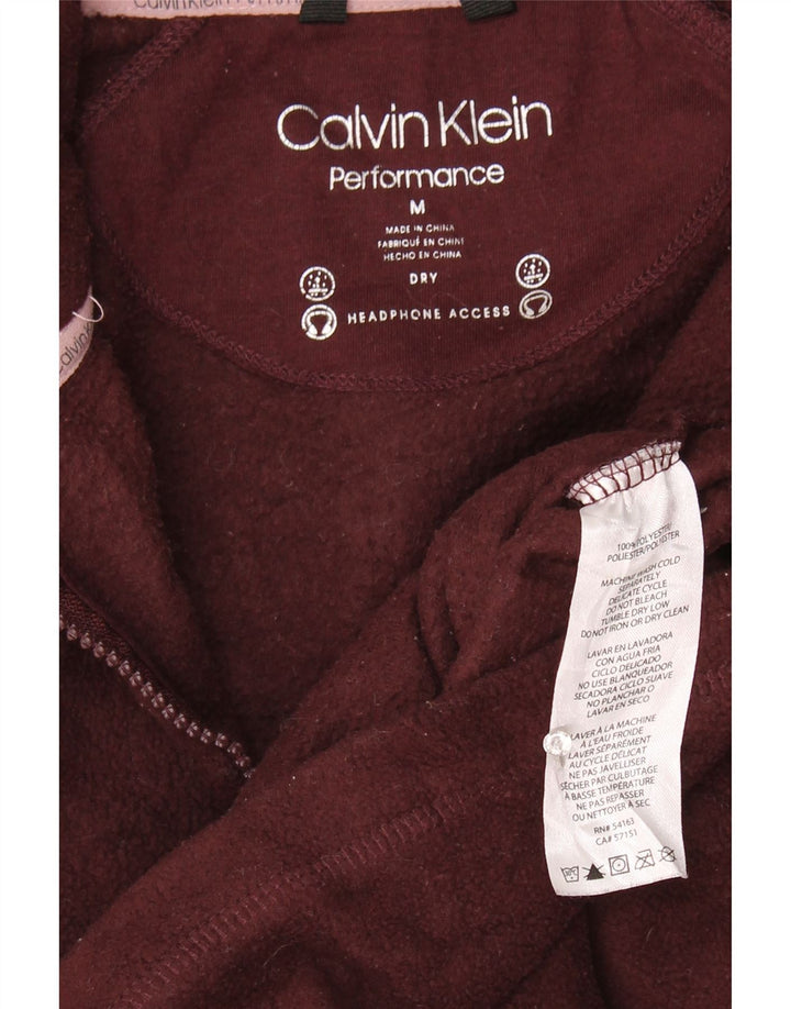 Calvin Klein Dame grafisk fleecejakke UK 14 Medium Burgundy Polyester