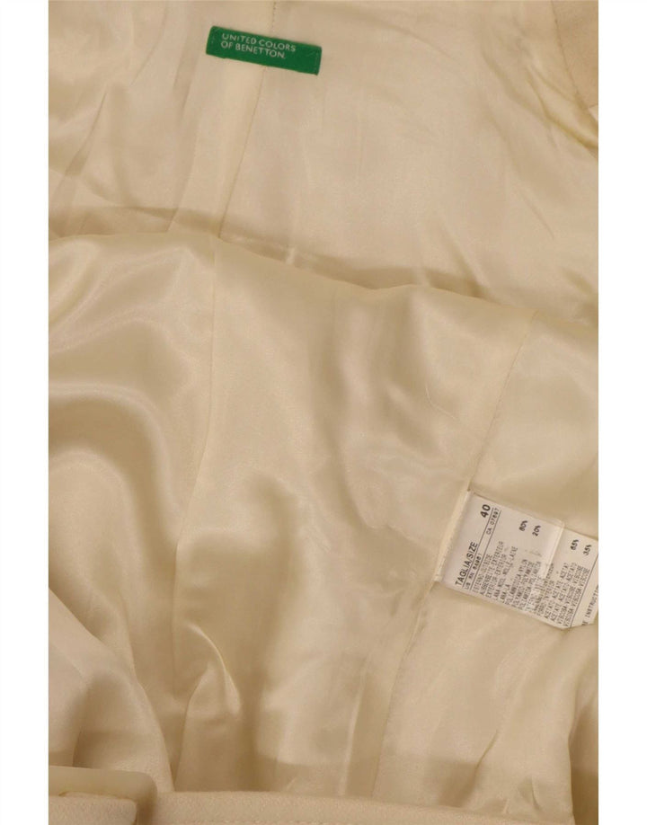 Benetton Dame Dobbeltradet Frakke IT 40 Lille Beige Uld