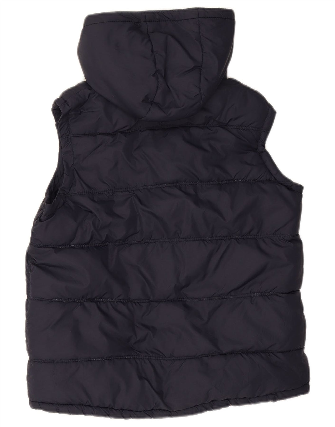 SUPERDRY Dame Hætte Polstret Gilet UK 14 Medium Navy Blue Nylon