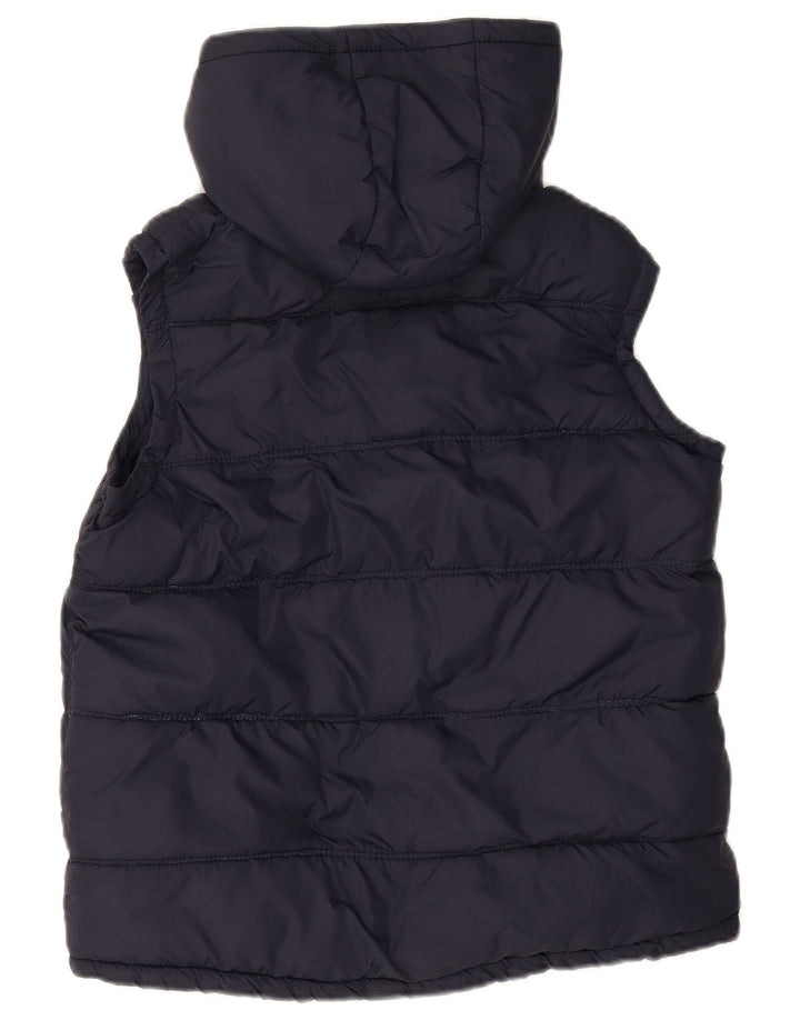 SUPERDRY Dame Hætte Polstret Gilet UK 14 Medium Navy Blue Nylon